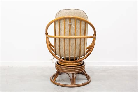 Round Bamboo Swivel Armchair 1970s For Sale At Pamono