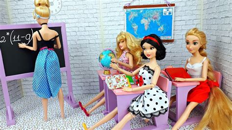 Barbie School Morning Life In School Dollhouse Youtube