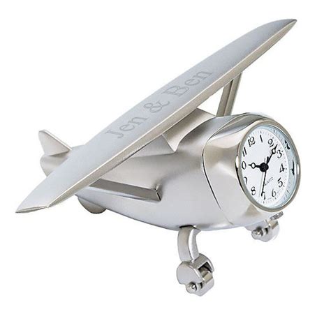 Custom Silver Finish High Wing Desk Clock Airplane Etsy