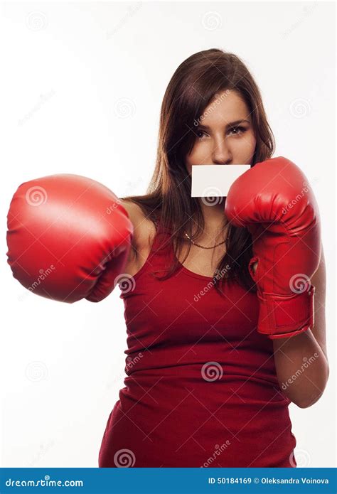 Pretty Woman With Boxing Gloves Stock Image Image Of Strength White