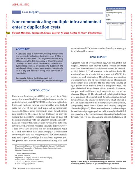 Pdf Non Communication Multiple Intra Abdominal Enteric Duplication