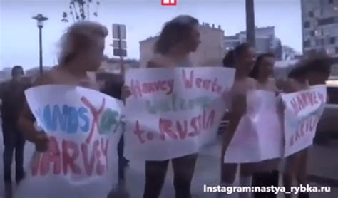 naked russian women support sex pest producer harvey weinstein in bizarre demonstration the
