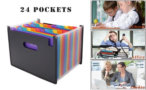 Myeussn 24 Pockets Expanding File Folder Large Space Design A4 Filing