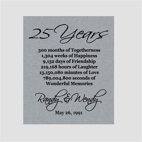 25th Anniversary Print Silver Anniversary Parents Etsy Silver