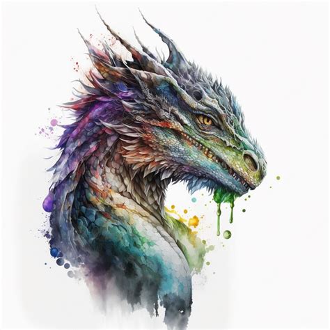 Premium Photo Watercolor Dragon Hyperrealistic