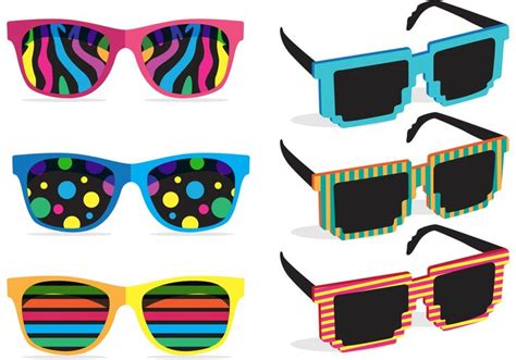 Colorful 80s Sunglasses Vectors 80s Sunglasses Sunglass Vector