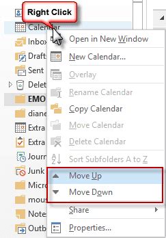 Click the bookmarks button and select show all bookmarks to open the library window. Change the Folder sort order in Outlook's Folder list