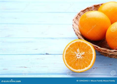 Ripe Orange Fruit On A Blue Background Stock Image Image Of