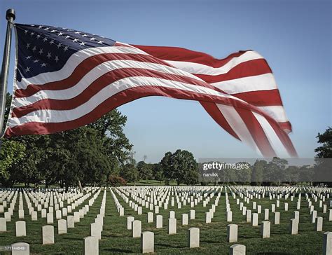 Arlington National Cemetery And Us Flag High Res Stock Photo Getty Images