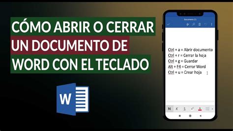 Cómo Abrir Crear Cerrar y Guardar un Documento en Microsoft Word con el Teclado YouTube