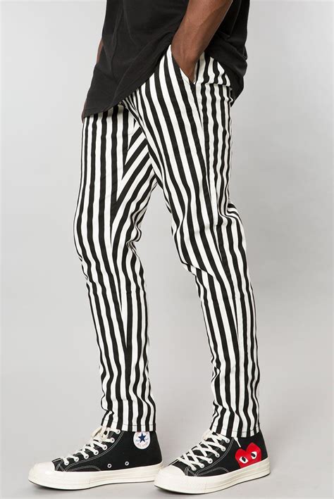 Blackwhite Striped Stretch Twill Tapered Chino Pant Black And White