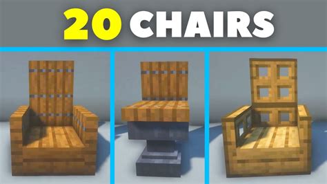 20 minecraft chair designs minecraft chair ideas tutorial youtube