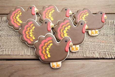 Turkey Sugar Cookies Thanksgiving Table Decor Thanksgiving Etsy