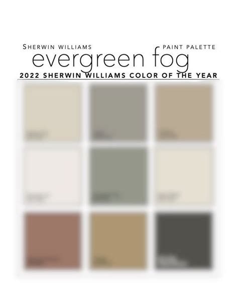 Evergreen Fog Paint Color Palette Etsy Paint Color Palettes Paint