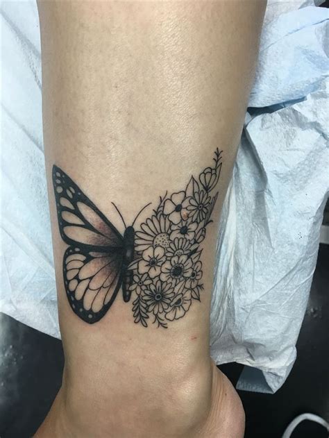 Variants to this design come with more color inside the wings. Love my new butterfly flower tattoo!looks perfect on my ...