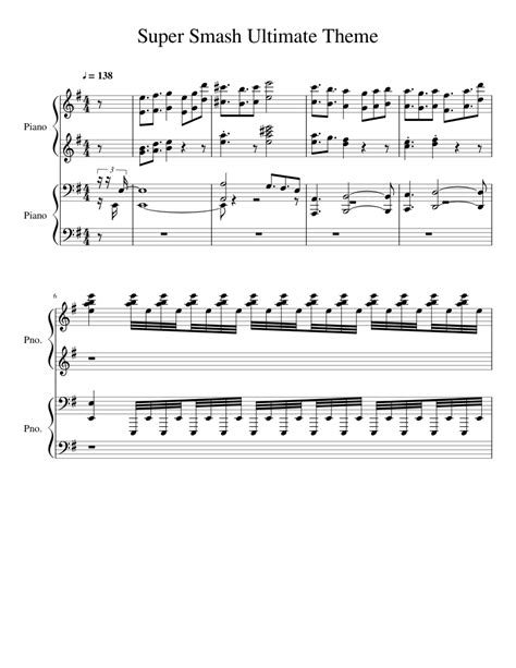 Super Smash Ultimate Theme Sheet Music For Piano Download Free In Pdf