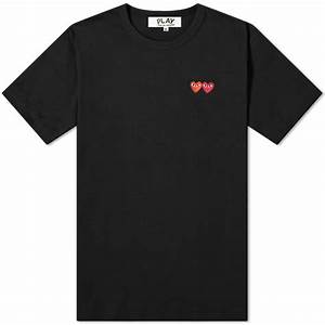 Comme Des Garcons Play Double Heart Tee Black End Us