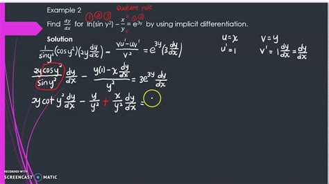Th Video Mat Implicit Differentiation Example Youtube
