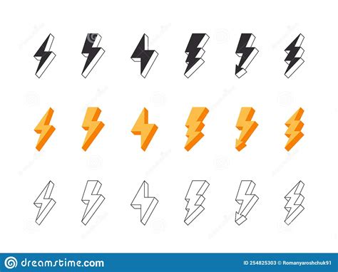 Lightnings Thunderbolt Icons Set Lightning Bolts Flash Lighting