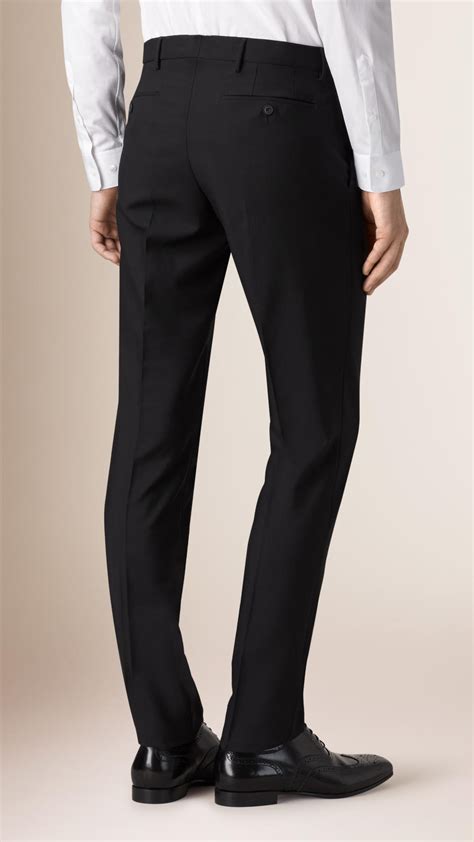 Burberry Slim Fit Wool Mohair Trousers In Black For Men Lyst