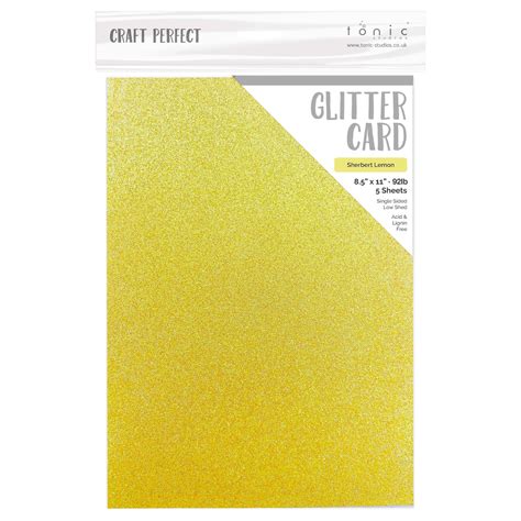 Craft Perfect Ombre Glitter Cardstock 85x11 Sherbert Lemon