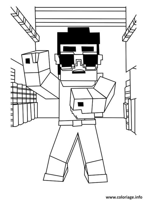 Coloriage minecraft Gangnam Style - JeColorie.com