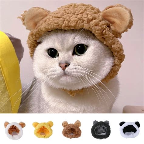 Cat Hat Cat Dog Costume Cute Pet Hat Bear Shape Hat With Ears Headwear