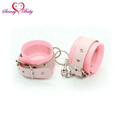 1 pair pink soft faux leather handcuffs restraints sex bondage sex products ankle cuffs bondage