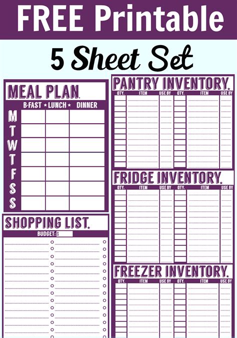 Free Printable Food Inventory Sheets