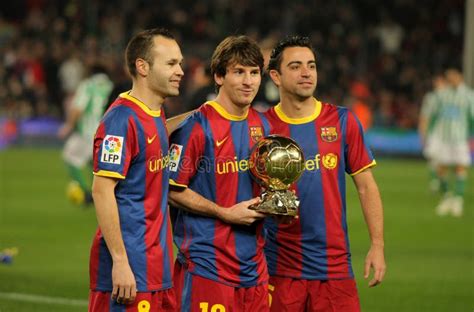 Iniesta Messi And Xavi Of Barcelona Editorial Photo Image 17828476