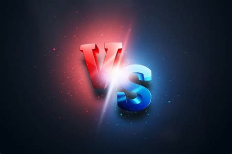 The writing is positioned diagonally, top left to bottom right. Creative Background, Red-blue Versus Logo, Letters For ...