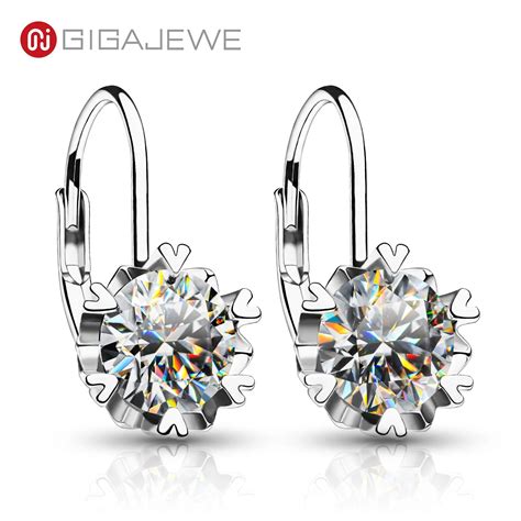 Gigajewe Moissanite Ef Color Vvs1 Total 20ct 925 Silver Drop Earring