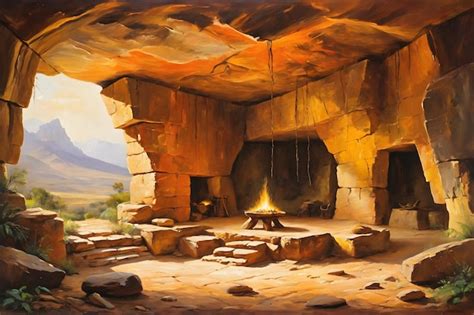 Premium Ai Image Prehistoric Man Cave Exploring Ancient Dwellings