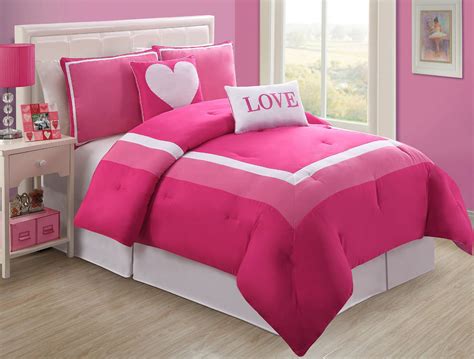 Luxury Home 5 Piece Hotel Comforter Set Pink Full