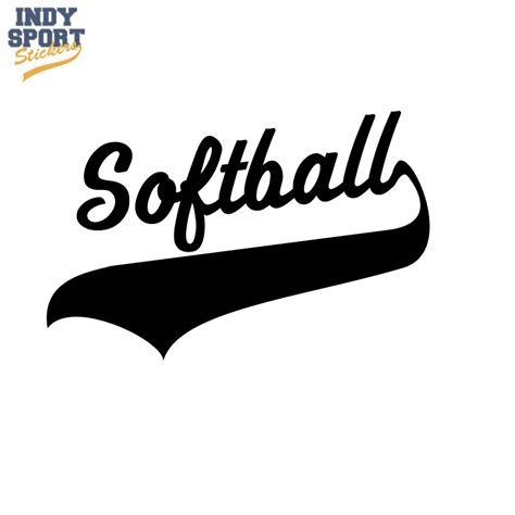Softball Script Text And Tail Car Stickers And Decals