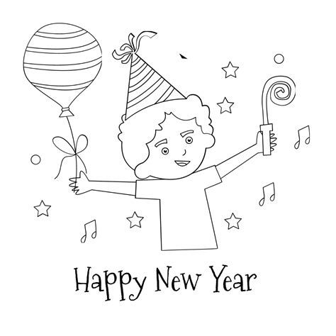 New Years Day Cartoon Drawing Template Edit Online And Download