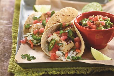 You'll make this fresh and delicious fish taco recipe again and again! Baja Fish Tacos with Spicy Watermelon Guacamole Recipe