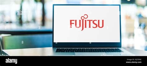 Poznan Pol Sep 23 2020 Laptop Computer Displaying Logo Of Fujitsu