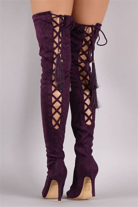 suede corset drawstring pointy toe stiletto over the knee boots urbanog boots fashion