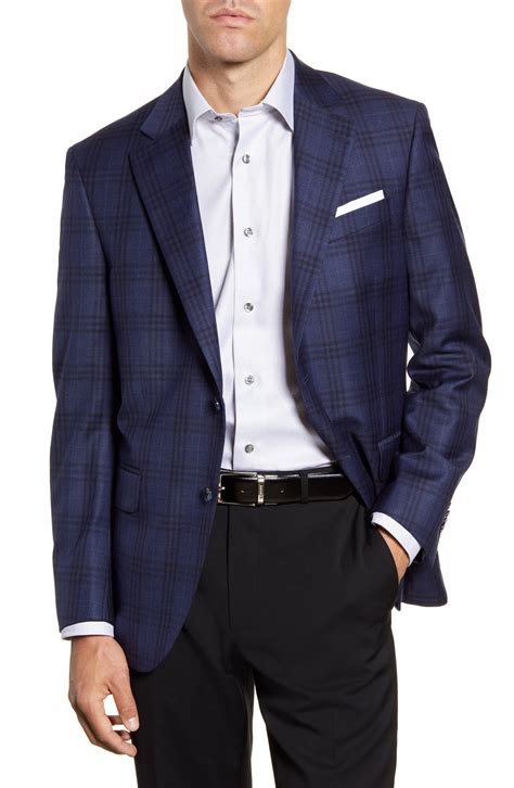 Peter Millar Flynn Classic Fit Plaid Wool Sport Coat In Navy Blue For