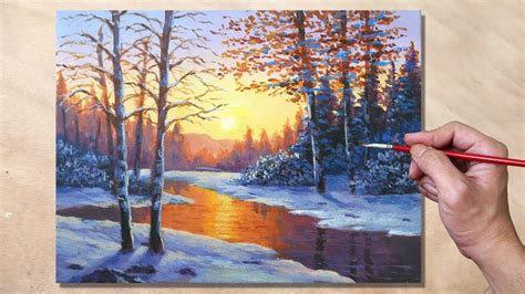 Someone Is Painting A Beautiful Sunset In The Snow