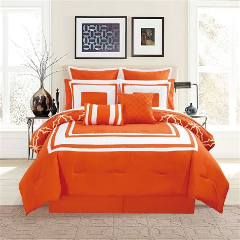 Shop diamond home for all the best orange comforter sets. 12 Piece Bernard Orange Reversible Comforter Set with Sheets
