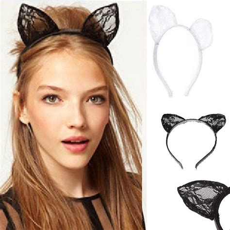 Clothes Shoes Accessories BLACK KITTY CAT EARS RIBBON WRAPPED WIRE HEADBAND ALICE BAND FANCY