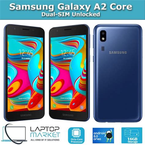 Boxed Samsung Galaxy A2 Core 16gb Octacore Unlocked Dual Sim Blue