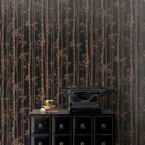 Graham And Brown Black And Copper Linden Removable Wallpaper 100525 The Home Depot