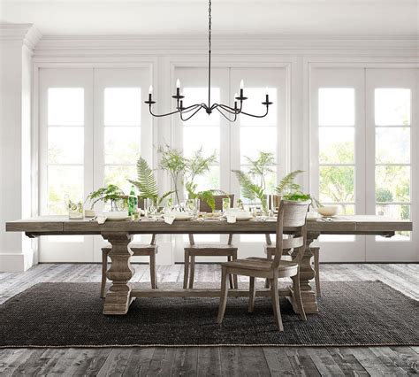 Constructed of hardwood solids and oak veneers in a washed grey oak finish. Banks Extending Dining Table, Gray Wash | Pottery Barn CA