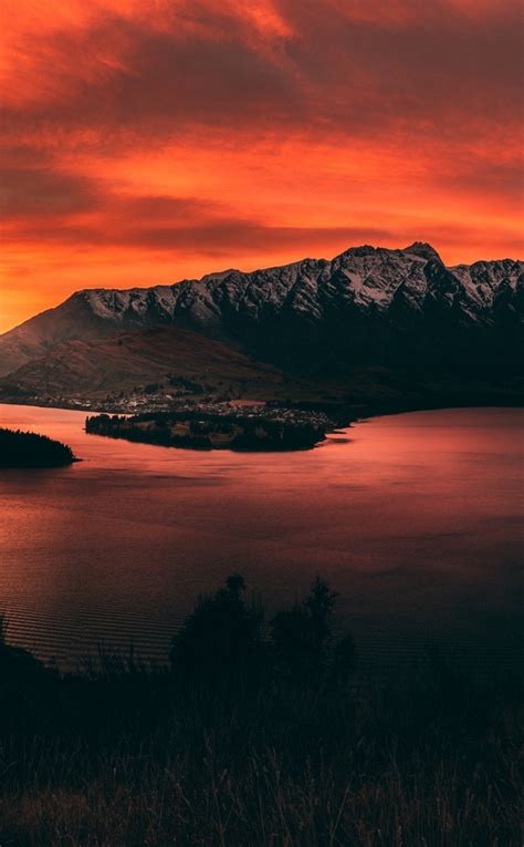 950x1534 Resolution New Zealand Orange Mountain Sunset 950x1534