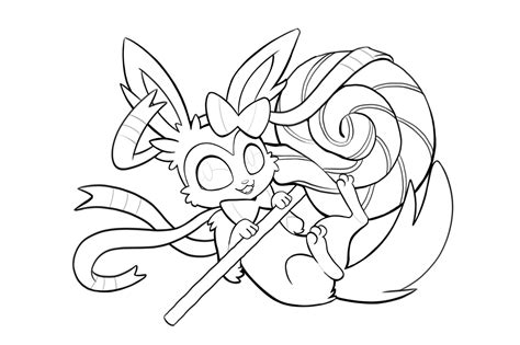Printable eevee evolutions coloring pages. Sylveon Lines by TsaoShin on DeviantArt
