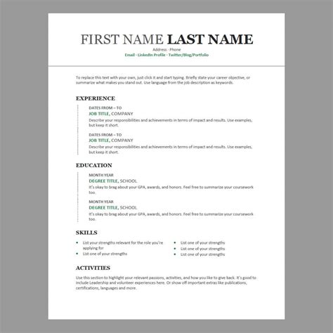 Modern Chronological Free Resume Template And Cover Letter