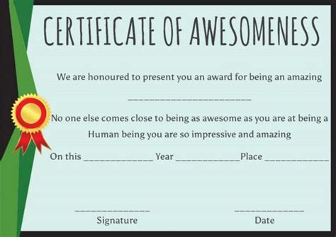 Certificate Of Awesomeness Template Certificates Certificate
